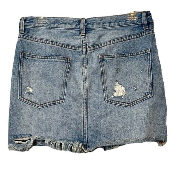 we the free people skirt 27 blue denim distressed split cut off mini Jean - Picture 2 of 4
